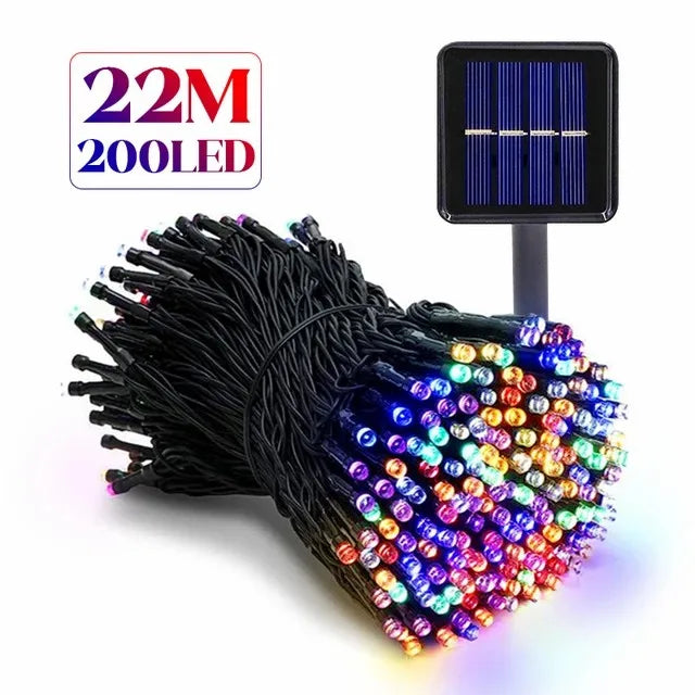 F2 LED Solar Lamp Outdoor Lights Christmas 8 Modes Solar String Lights Waterproof Solar Fairy Light Christmas Decor Decoration