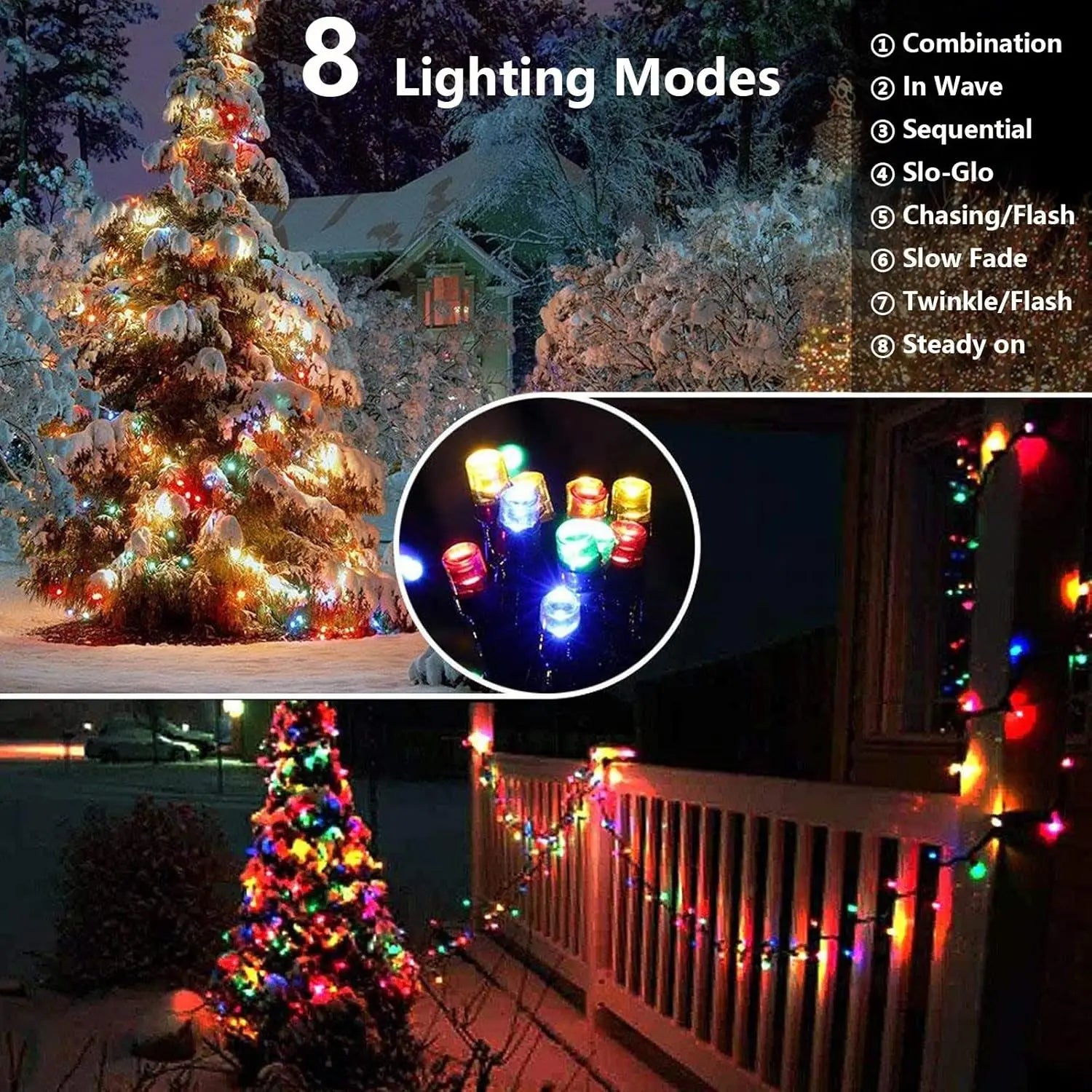 F2 LED Solar Lamp Outdoor Lights Christmas 8 Modes Solar String Lights Waterproof Solar Fairy Light Christmas Decor Decoration